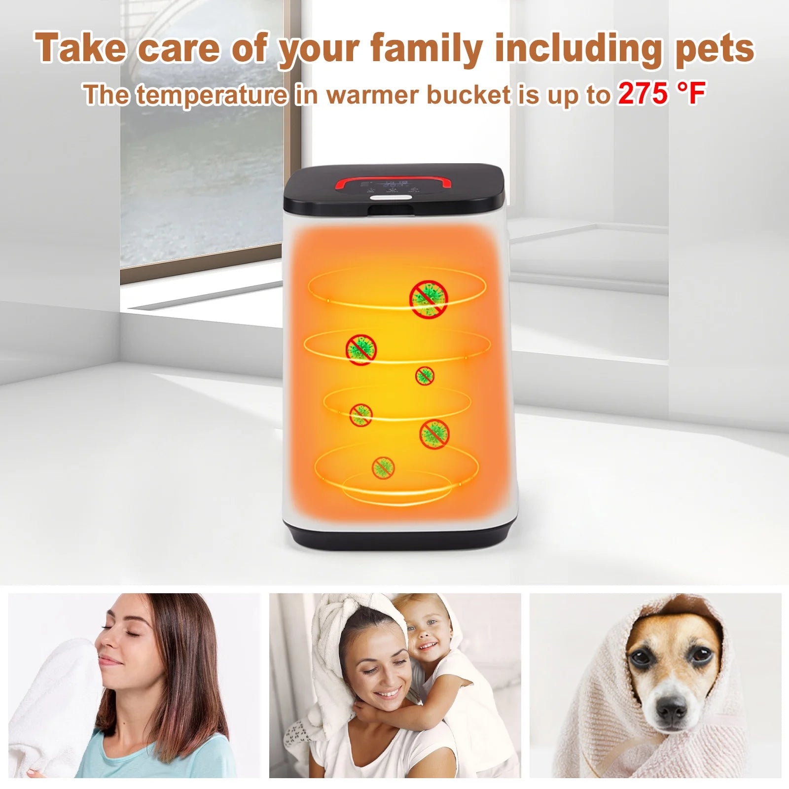 Towel Warmer Bucket Style, Large Towel Heater with Adjustable Timer, 24H Delayed Appointment, Fragrance Holder, Auto Shut Off, Fits up to Two Oversized Towels for Bathroom, Hot Tub, Spa