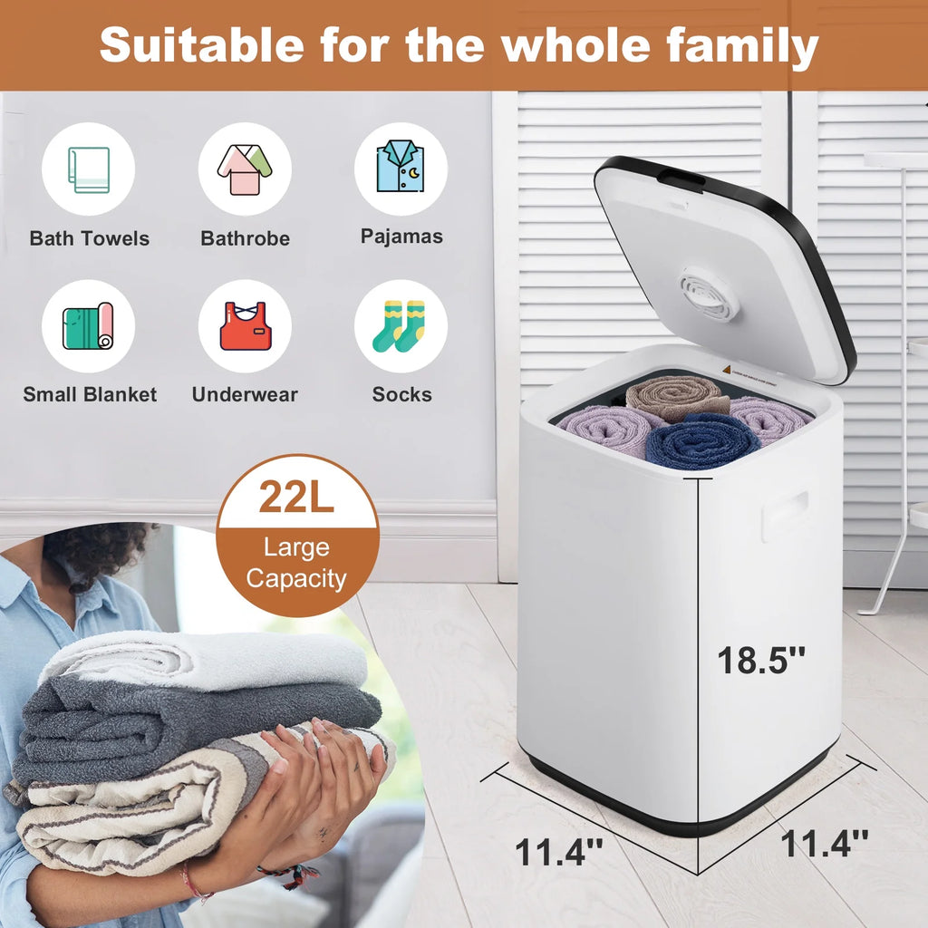 Towel Warmer Bucket Style, Large Towel Heater with Adjustable Timer, 24H Delayed Appointment, Fragrance Holder, Auto Shut Off, Fits up to Two Oversized Towels for Bathroom, Hot Tub, Spa