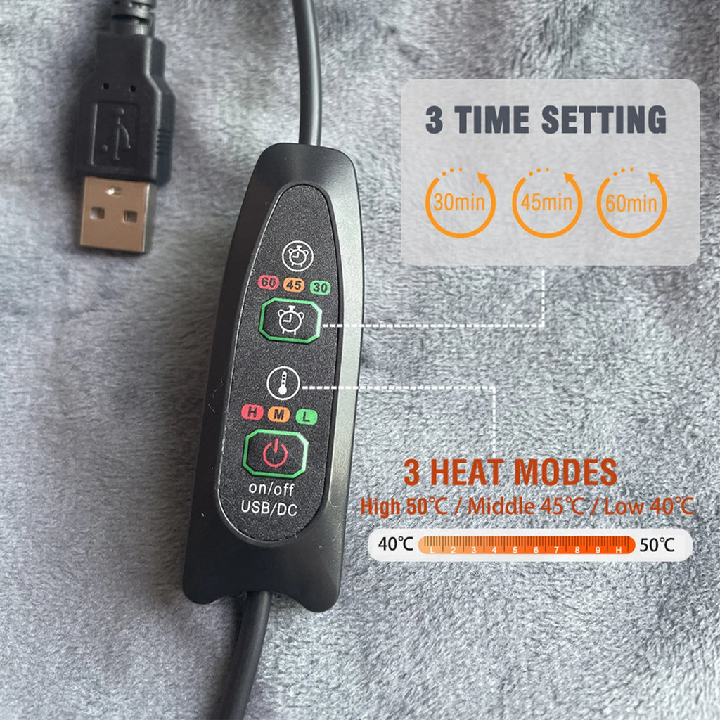 Electric Throw Blanket Machine Washable USB Heated Soft Flannel Winter Warmer Fast Heating for Traveling Hiking Home Couch