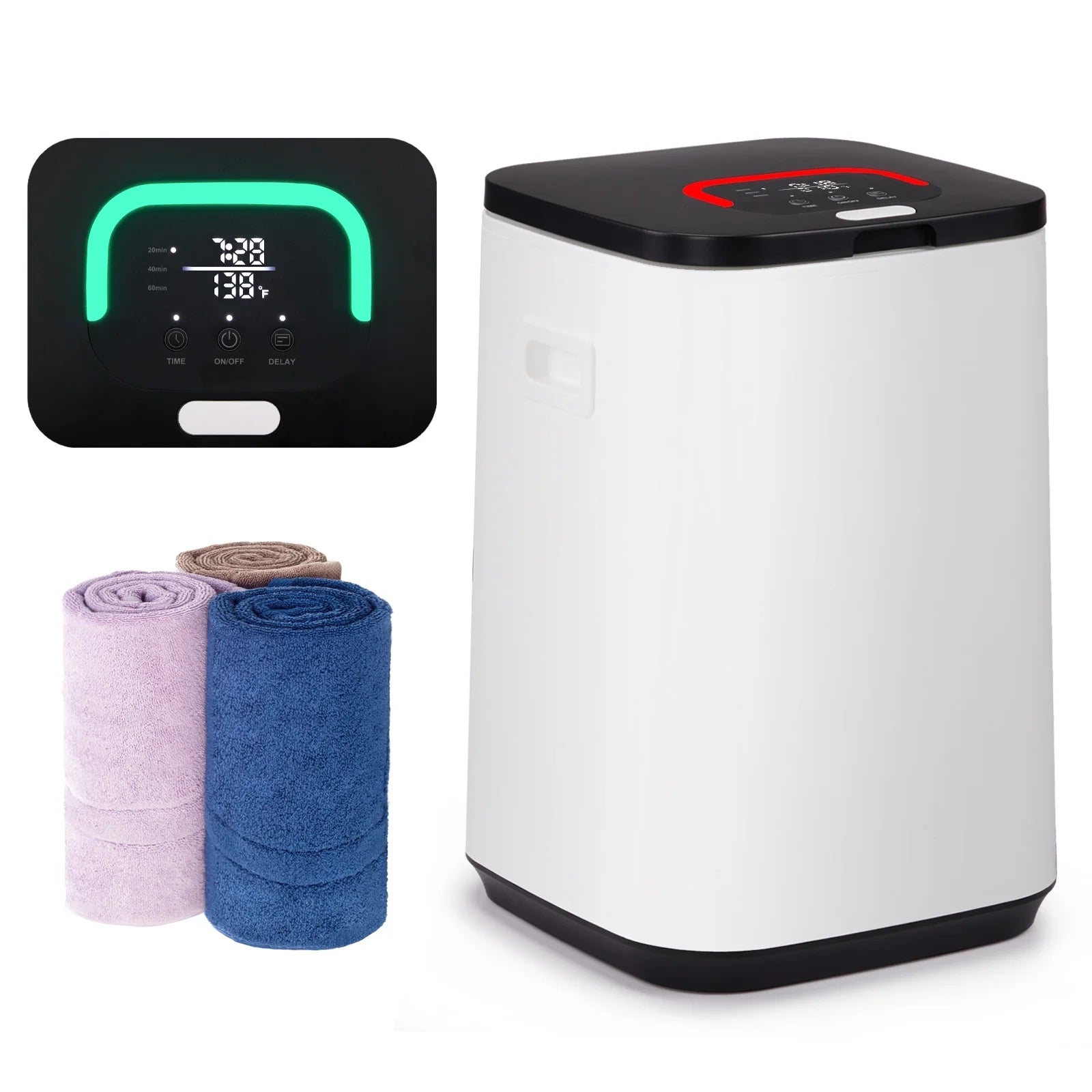 Towel Warmer Bucket Style, Large Towel Heater with Adjustable Timer, 24H Delayed Appointment, Fragrance Holder, Auto Shut Off, Fits up to Two Oversized Towels for Bathroom, Hot Tub, Spa